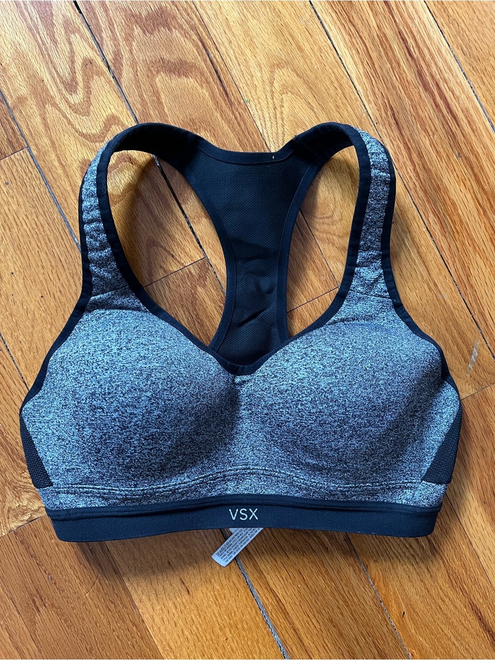 Victoria's Secret Gray & Black Padded Racerback Sports Bra - VSX